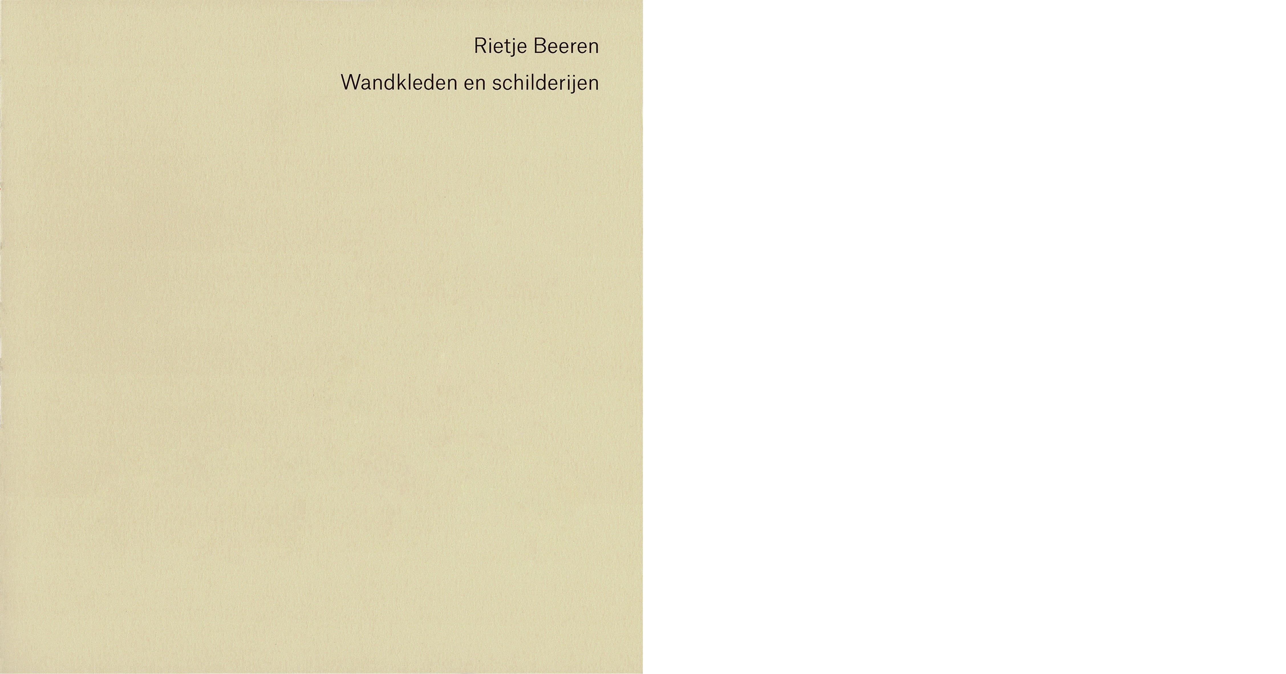 Catalogus van wandkleden en schilderijen van Rietje Beeren - binnenblad met titel ·  grafisch vormgegeven door Sanne Beeren