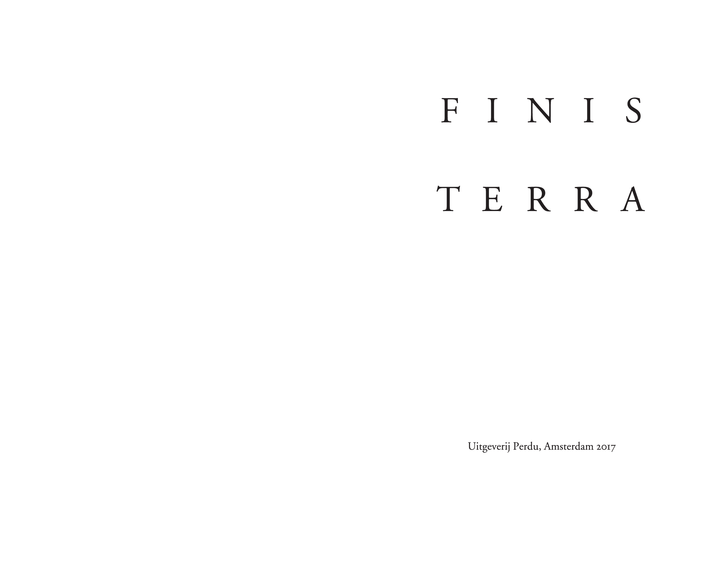 Finisterra. Chus Pato. vertaalde poëzie - dubbele binnenpagina met titel ·  grafisch vormgegeven door Sanne Beeren