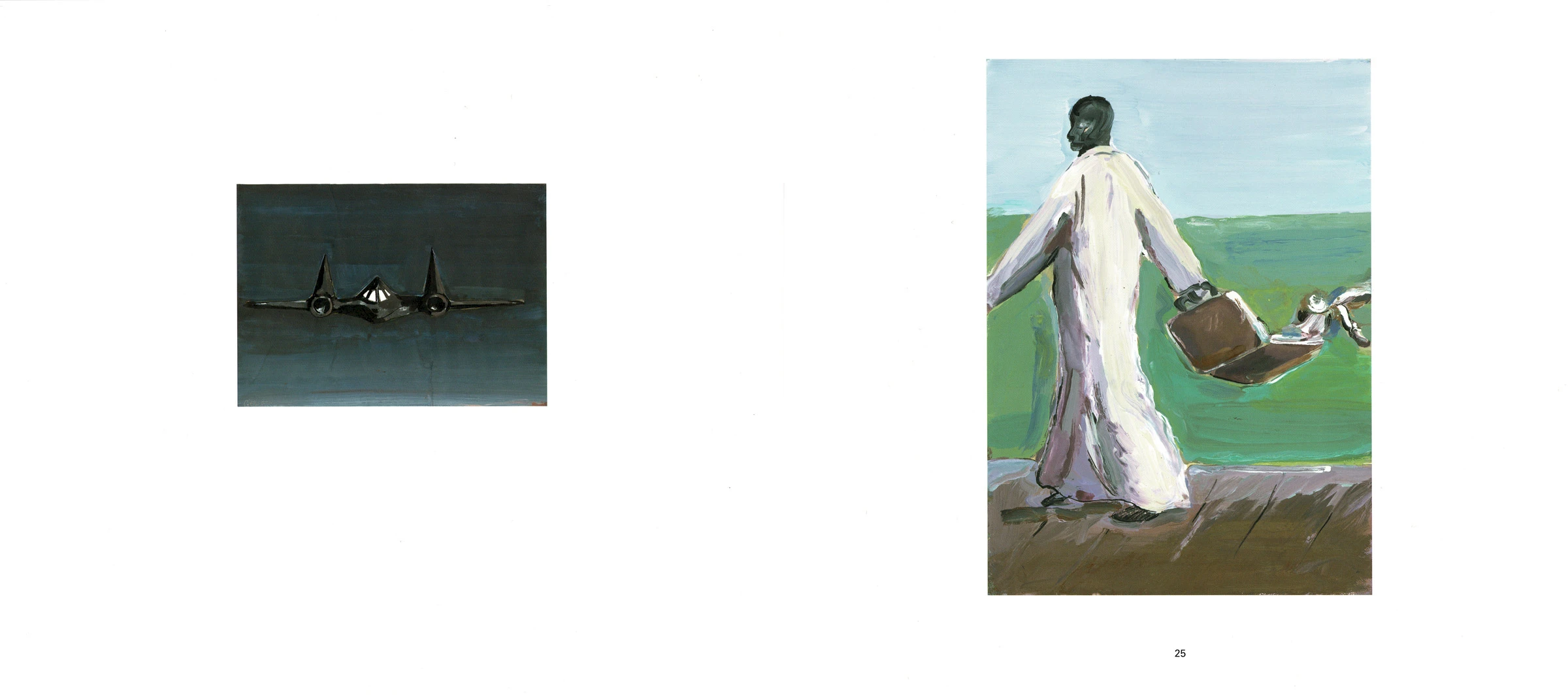 Catalogus van schilderijen van  Frans van Tartwijk. dubbele pagina met afbeeldingen van schilderijen ·  grafisch vormgegeven door Sanne Beeren